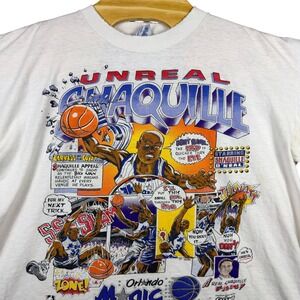VINTAGE 90s Unreal Shaquille O'Neal Orlando Magic Comic Shirt XL 90s Made In USA